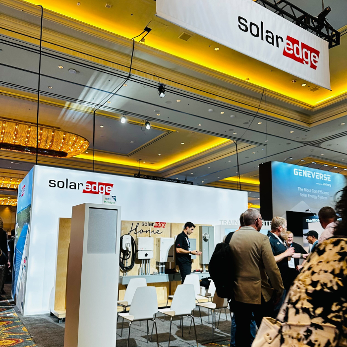 Solar Edge Booth at RE+ 2023 Las Vegas | A.R. Environmental Content Marketing House 