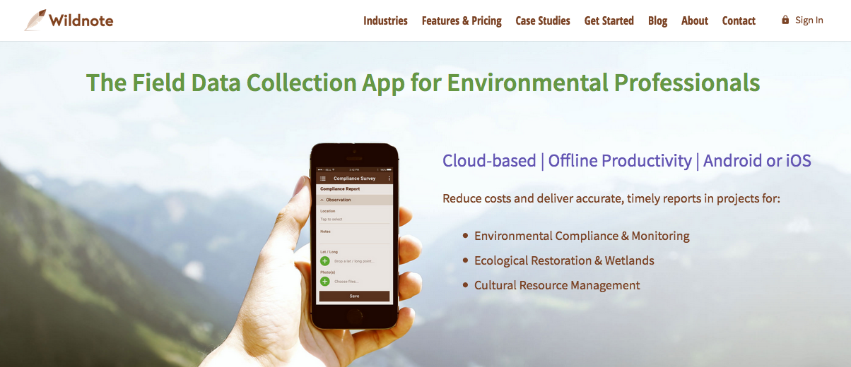 Wildnote environmental app | A.R. Marketing House